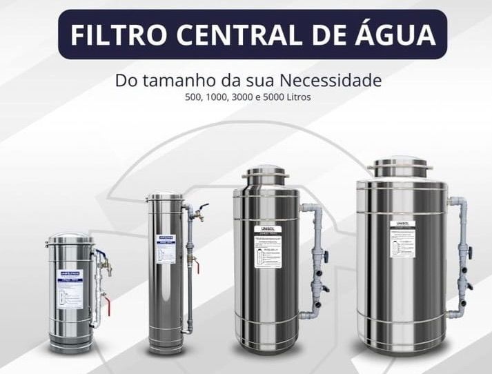 Filtro Central de Água Inox · 500, 1000, 3000 e 5000 L